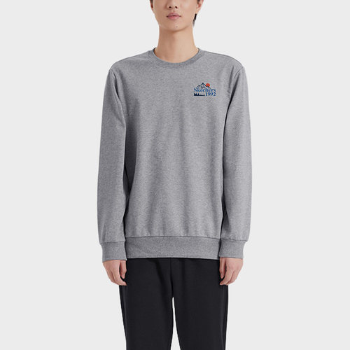 Skechers/斯凯奇正品春季新款男子印花休闲长袖运动套头卫衣