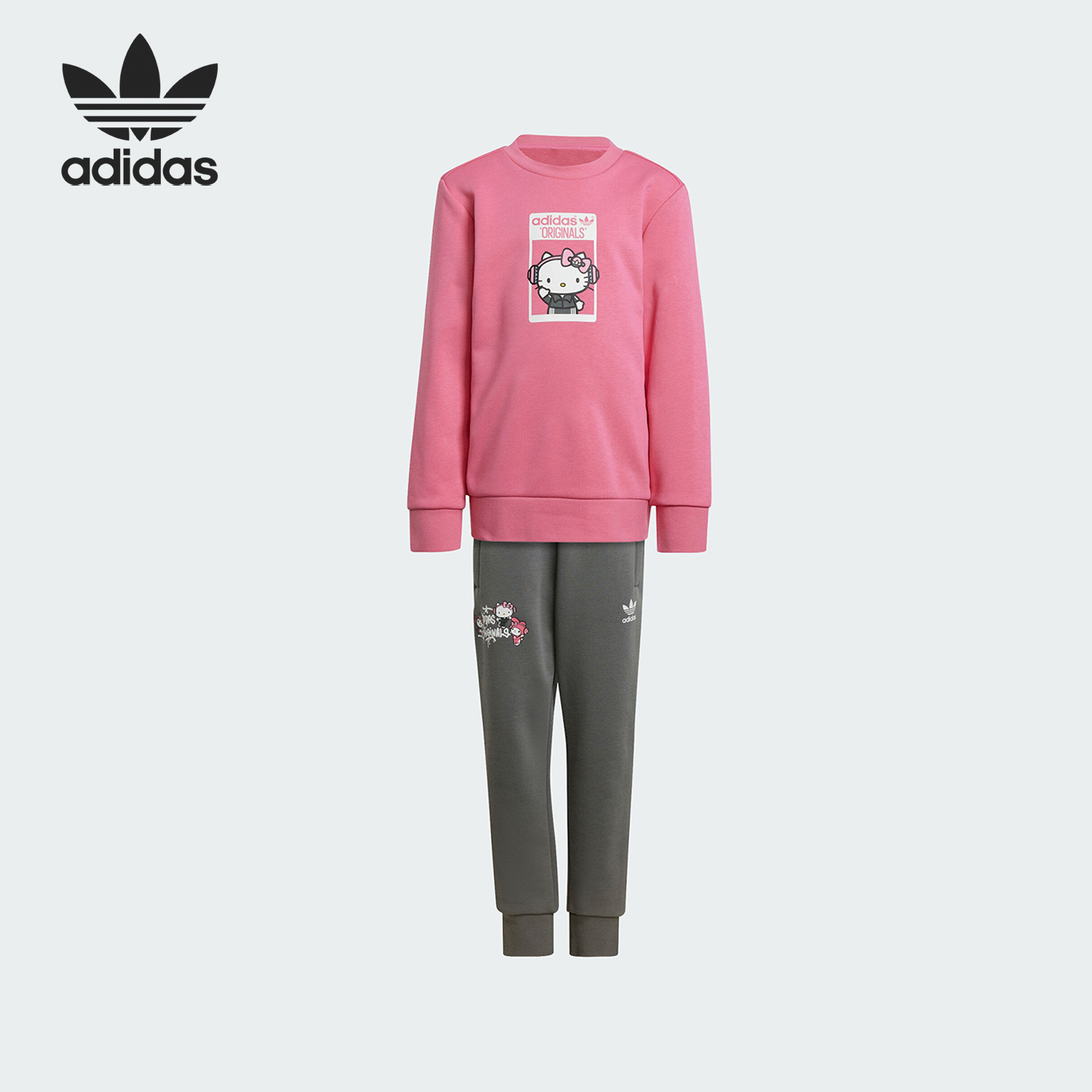 Adidas/阿迪达斯正品HELLO KITTY联名小童运动长袖套装IT7919