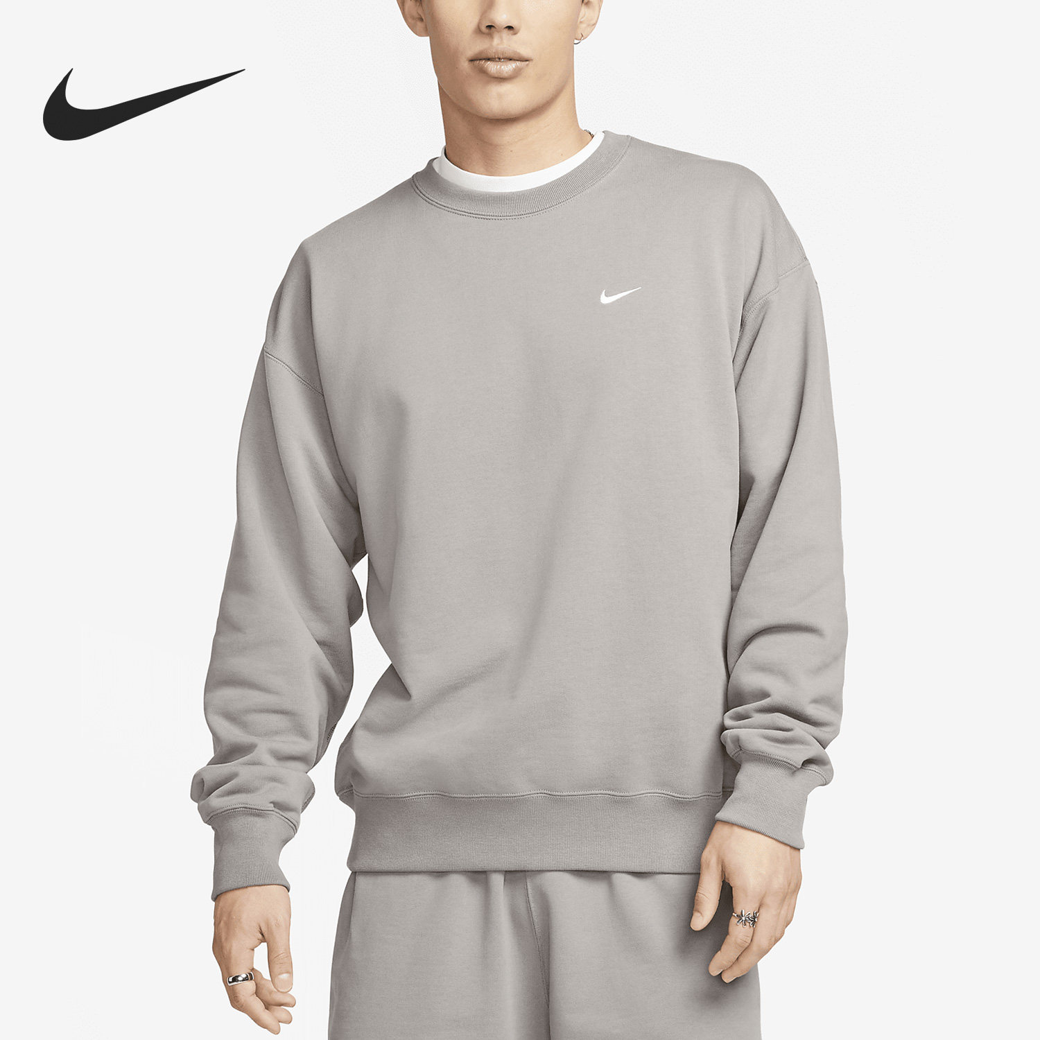 Nike/耐克正品Solo Swoosh男子圆领宽松针织卫衣DX0812-029