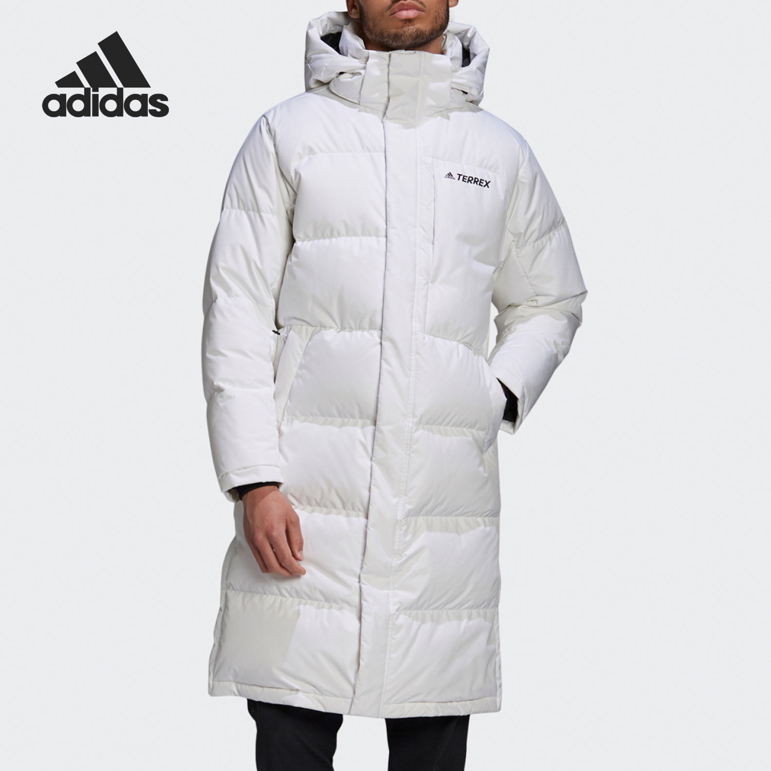 Adidas/阿迪达斯正品冬季男女同款运动休闲长款羽绒服GE9875