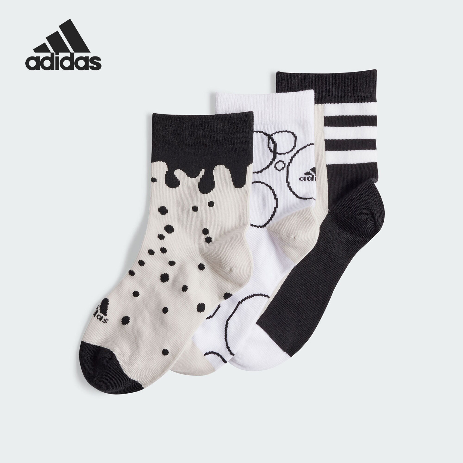 Adidas/阿迪达斯正品KIDS GRF 3PP儿童时尚袜子三双装IW5528