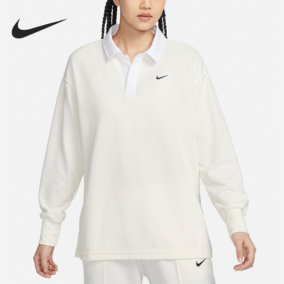 Nike/耐克正品新款女士简约休闲宽松翻领长袖T恤FB8721-133