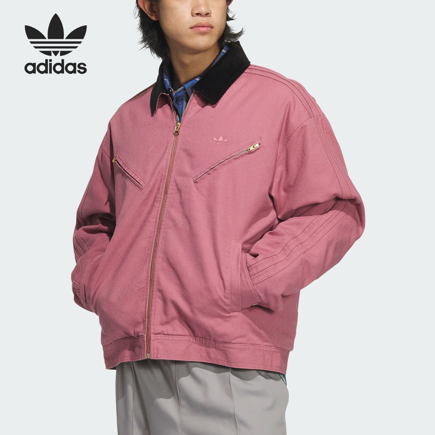 Adidas/阿迪达斯正品三叶草男女翻领.时尚保暖休闲棉服JW9582