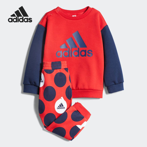 Adidas/阿迪达斯正品儿童运动休闲印花卫衣长裤套装 GP0344