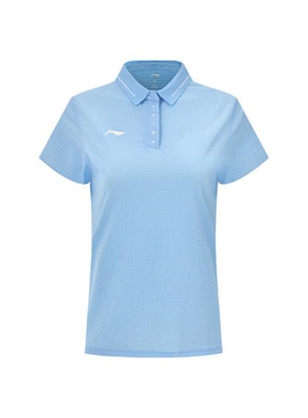 李宁正品赞助系列女子时尚简约透气修身翻领短袖POLO衫APLS228-1