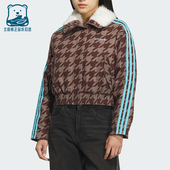 三叶草女士休闲翻领耐穿保暖短款 Adidas 阿迪达斯正品 棉服KA9732
