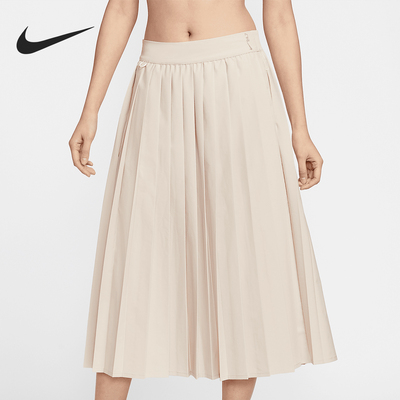 Nike/耐克正品2025夏季款女士宽松透气褶裥半身裙HQ8154-104