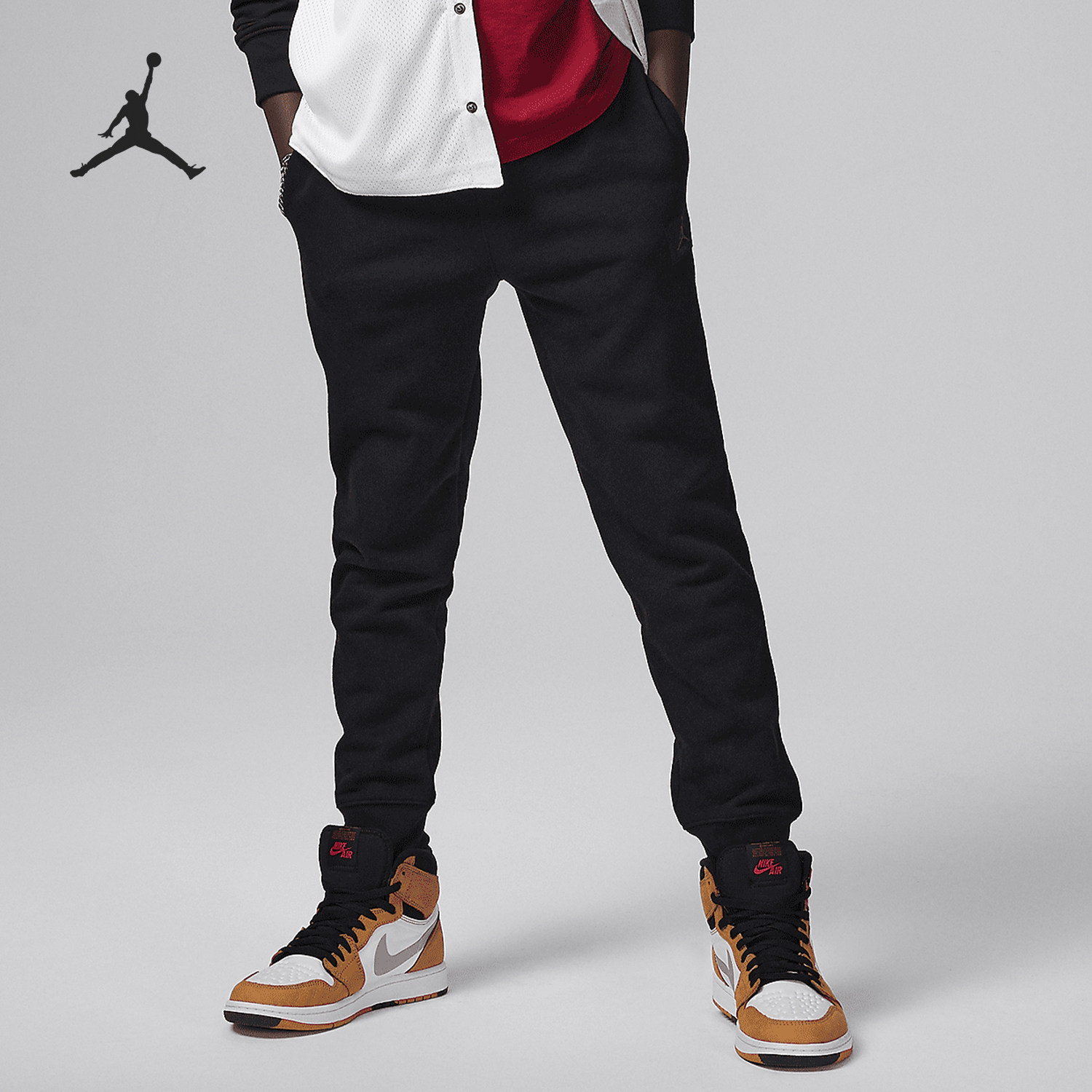 Nike/耐克正品JORDAN大童薄绒长保暖针织束脚长裤HQ7153-010