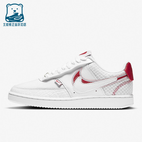 Nike/耐克正品CourtVision1双钩新款女经典白红色板鞋CI7827-100