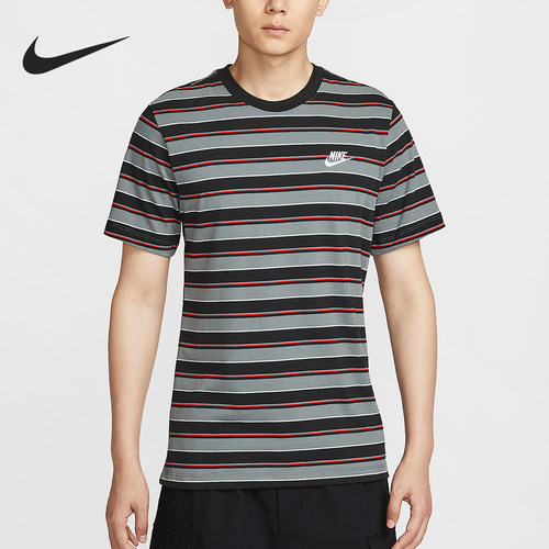 Nike/耐克正品夏季男士休闲条纹柔软透气运动短袖HJ0551-011