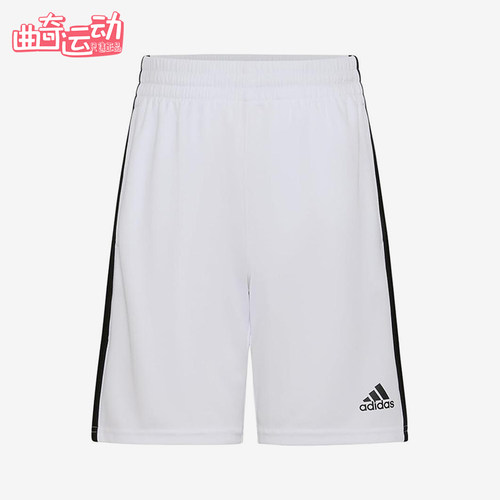 Adidas/阿迪达斯正品徽标中腰儿童侧边条纹经典休闲短裤AH5546