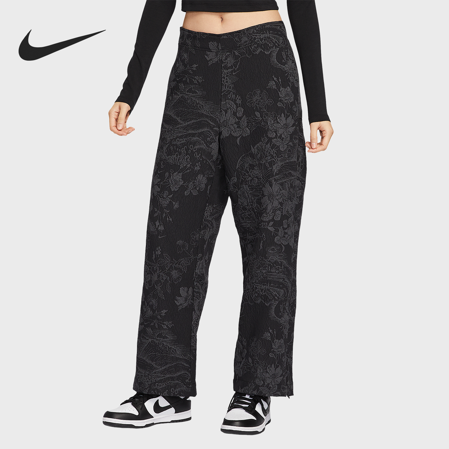 Nike/耐克正品春季新款女士时尚开衩复古运动长裤HF9589-010
