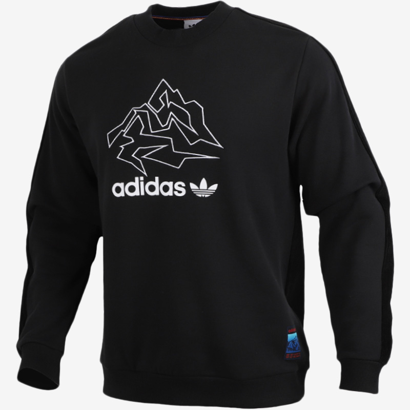 三叶草圆领印花套头衫运动卫衣