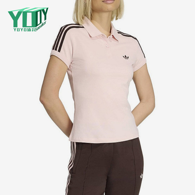 Adidas/阿迪达斯正品三叶草翻领条纹Polo衫女经典休闲短袖KD3699