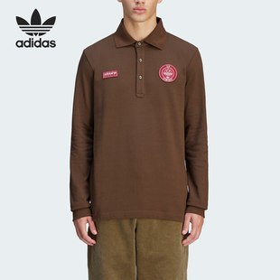 POLO衫 Adidas 翻领复古长袖 阿迪达斯正品 JE8671 三叶草男士