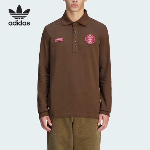 Adidas/阿迪达斯正品三叶草男士翻领复古长袖POLO衫JE8671