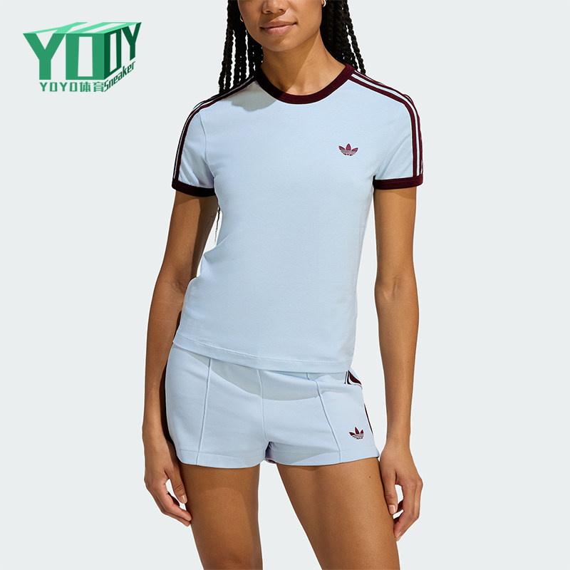 Adidas/阿迪达斯正品三叶草女士圆领经典修身透气运动短袖KD3684图片