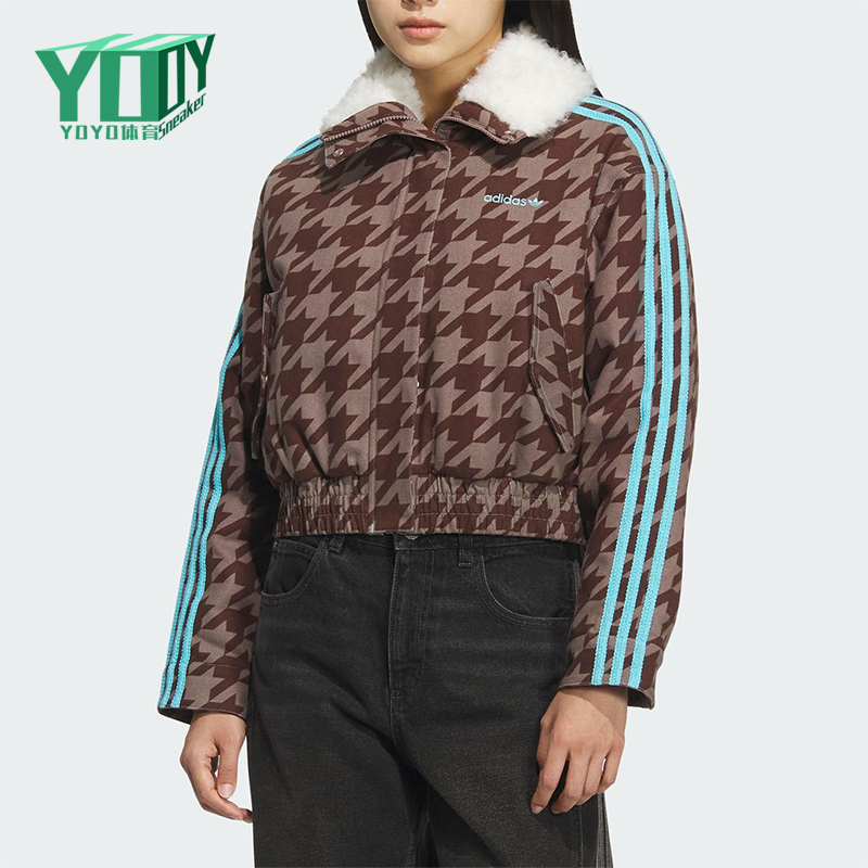 Adidas/阿迪达斯正品三叶草女士休闲翻领耐穿保暖短款棉服KA9732