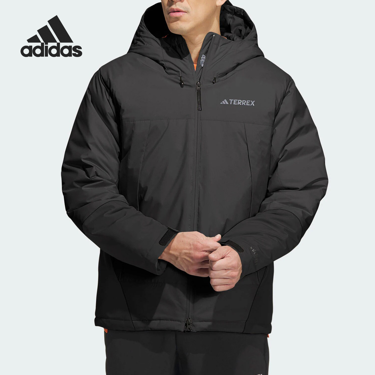 Adidas/阿迪达斯正品户外男士抗湿运动连帽鹅绒羽绒服IL8958