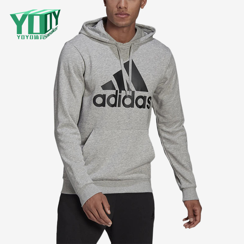 Adidas/阿迪达斯正品印花连帽男灰色休闲经典舒适轻便卫衣GK9541