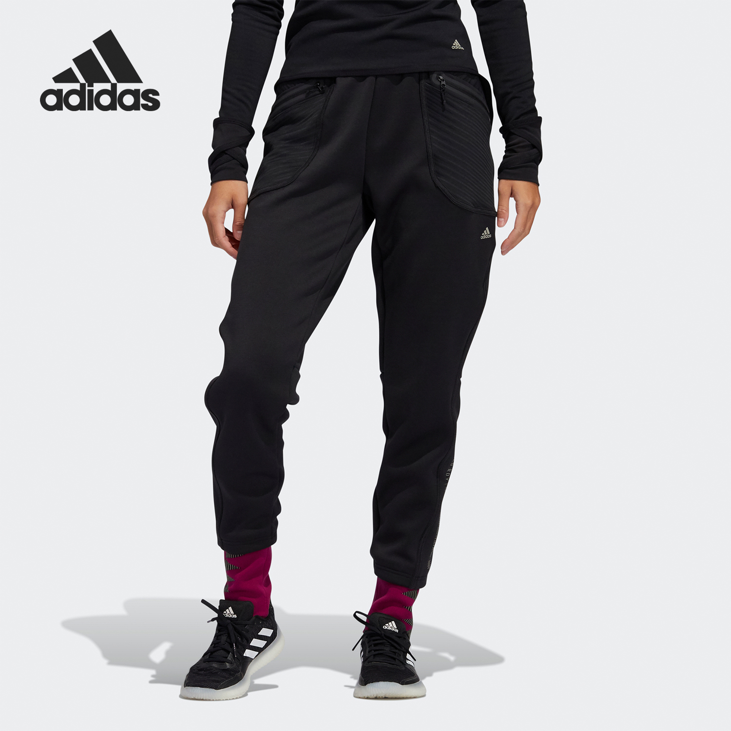 Adidas/阿迪达斯正品夏季女士户外运动弹力简约长裤FS2395