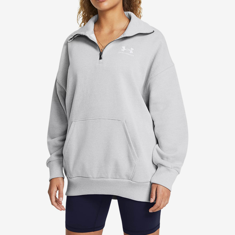 UA/安德玛正品2025新款女子运动半拉链立领卫衣套头衫1387223-011