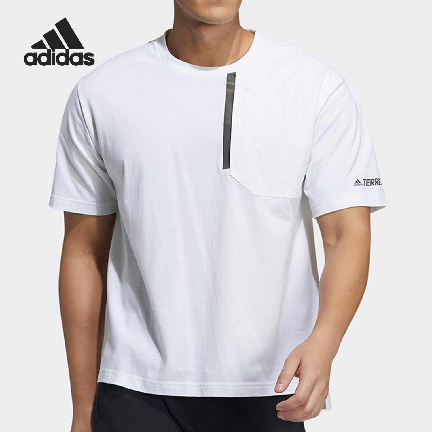 Adidas/阿迪达斯正品夏季男士户外运动圆领透气短袖GN7618