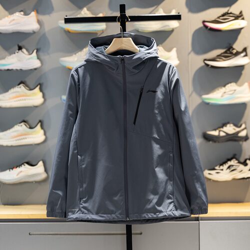 李宁正品健身系列男子经典休闲透气耐磨连帽夹克外套AFDW123-4