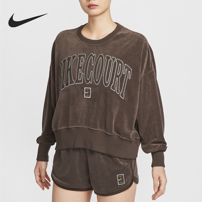 耐克女士保暖短款网球圆领卫衣