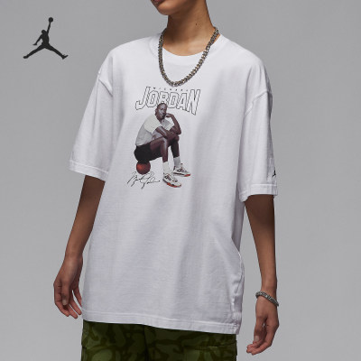Nike/耐克正品JORDAN女士OVERSIZE风印花短袖T恤FN5704-100