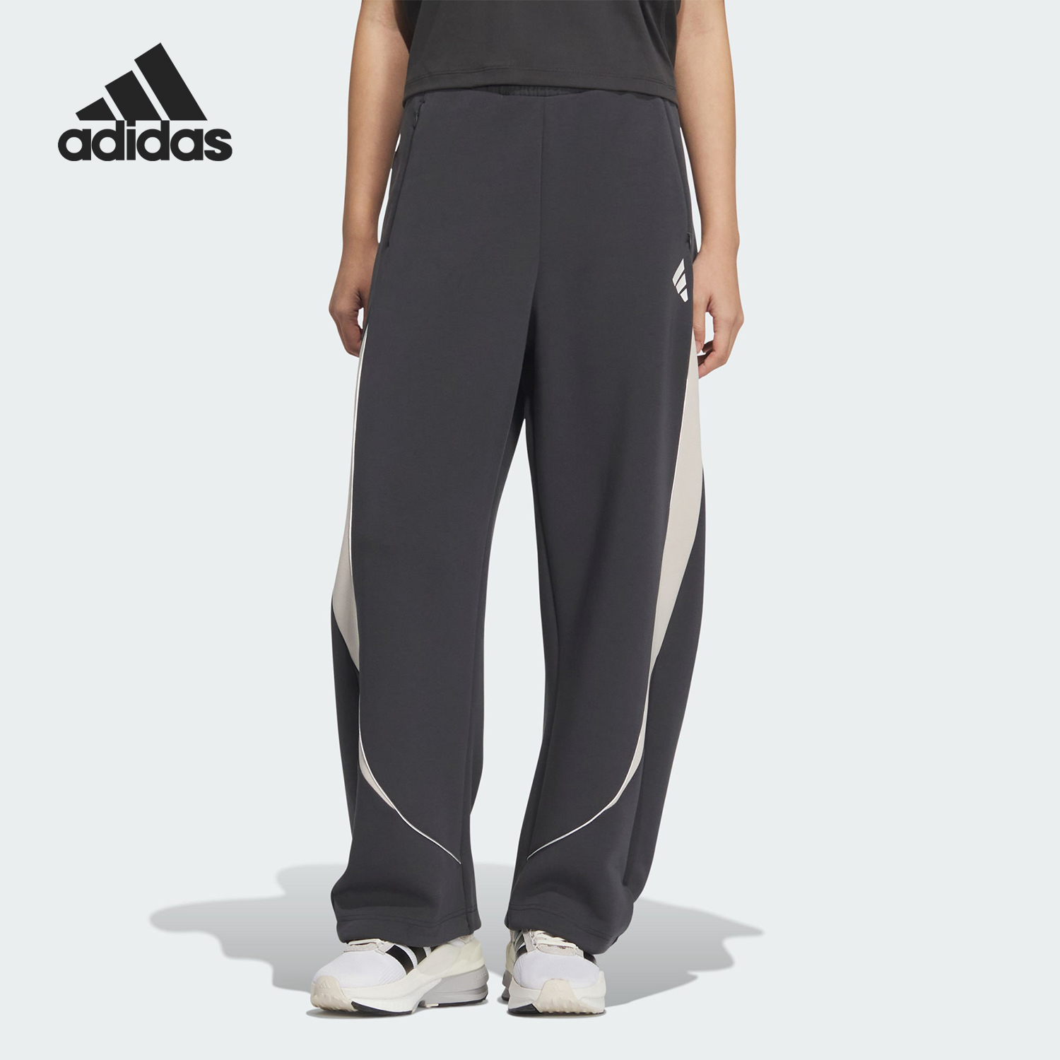 Adidas/阿迪达斯正品新款女士针织拼接运动宽松休闲裤KC0303