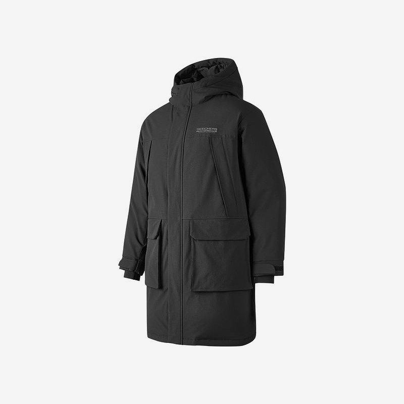 Skechers/斯凯奇正品冬季款男士日常刺绣梭织长款羽绒服P424M176