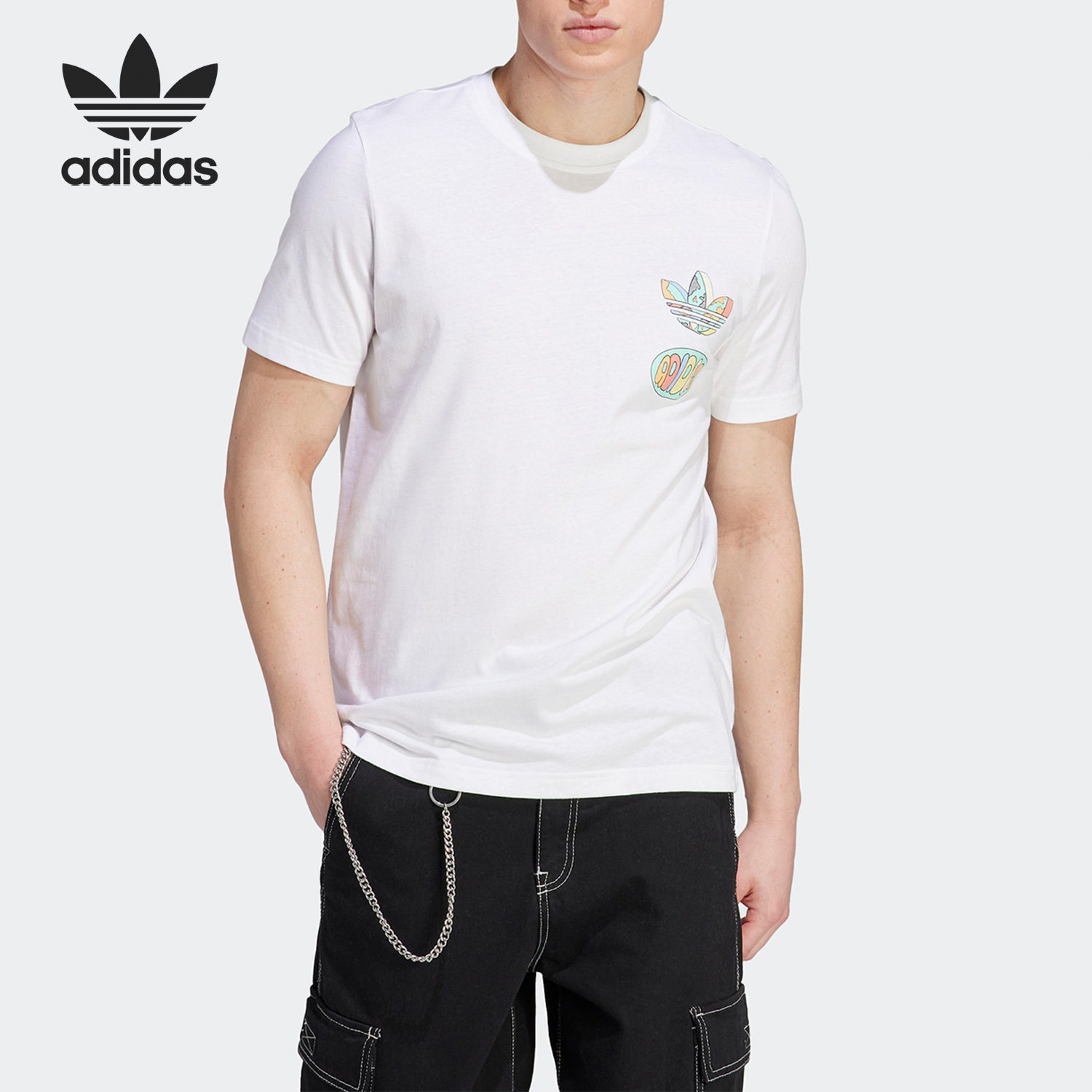 Adidas/阿迪达斯正品三叶草运动印花男子透气短袖T恤IT8181