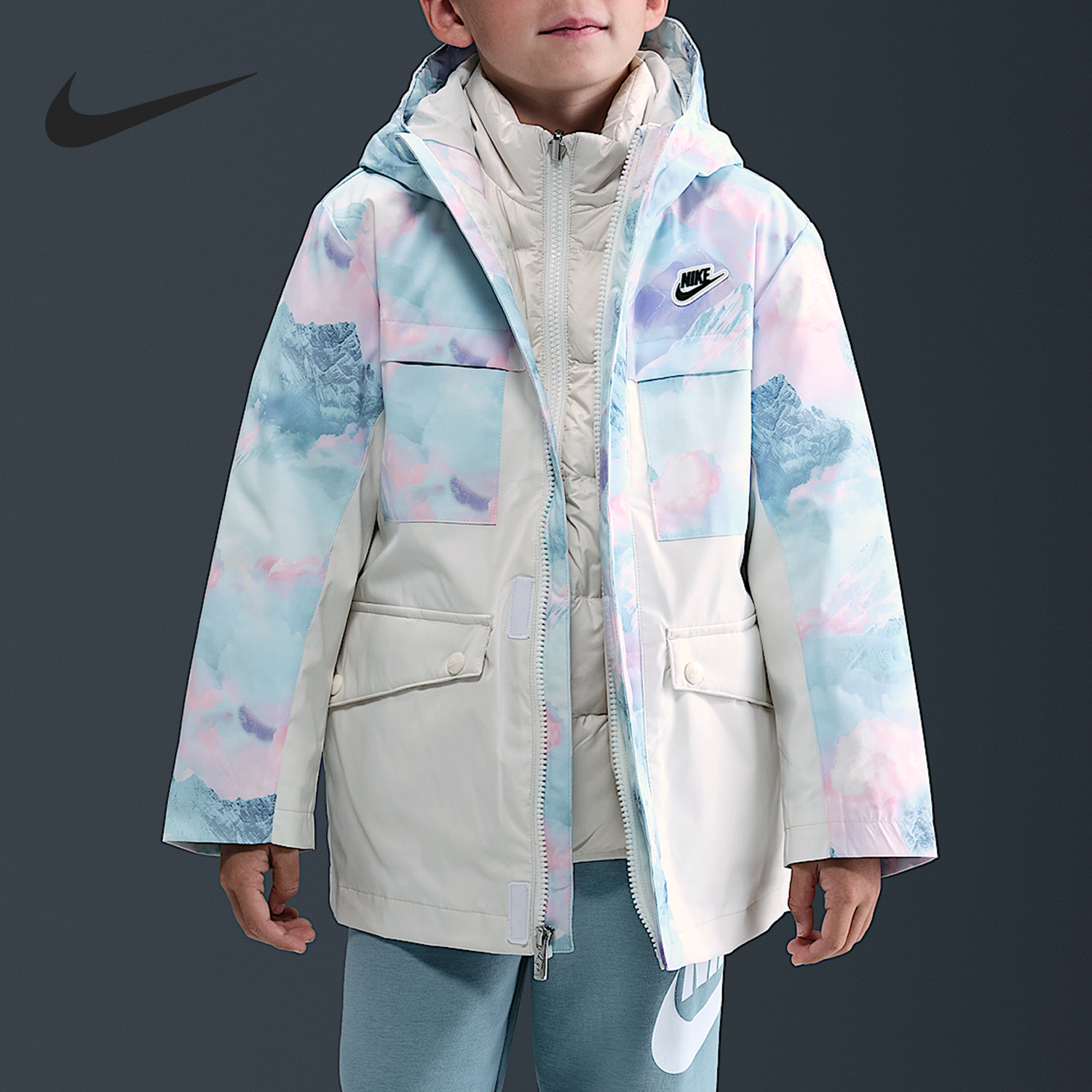 Nike/耐克正品冬季小童拒水三合一两件套羽绒服IR0020-988
