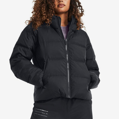 UA/安德玛正品户外女士短款运动休闲连帽保暖羽绒服1378861-001