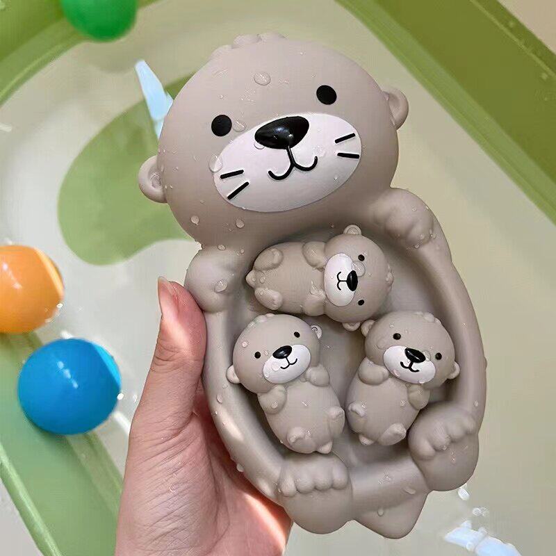 宝宝洗澡玩具水獭不进水可啃咬漂浮戏水玩水泳池泡澡婴儿童男女孩