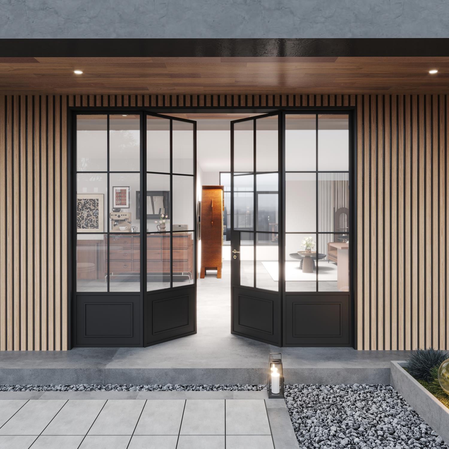 法式断桥铝合金门复古老钢门室外阳台门双开门格子门四扇对开门