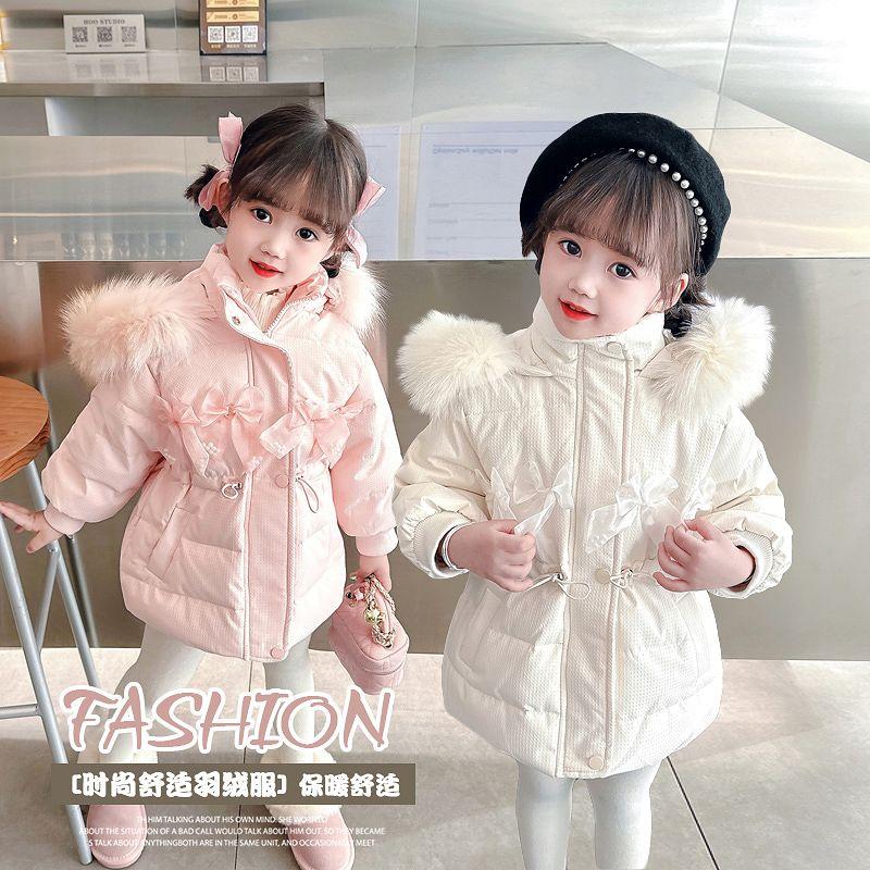 女童羽绒服加厚冬装外套中长款2024新款洋气3四五5六岁小女孩公主