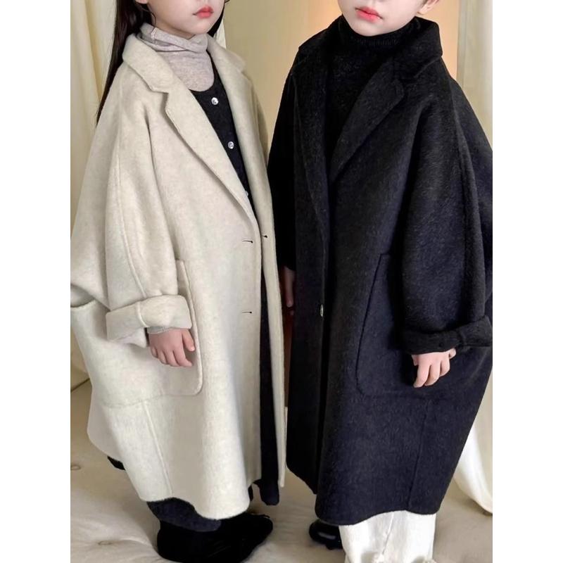 韩国童装小女孩外套2024秋冬季新款男女童保暖毛呢大衣儿童防风衣图片