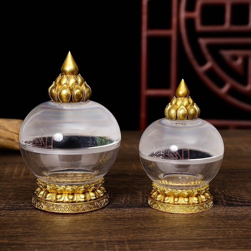 铜亚克力小舍利瓶水晶舍利塔装藏供养舍利子甘露丸V宝瓶佛塔摆件