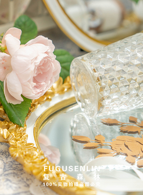 法式复古树脂雕花镜子玻璃托盘水果甜品H盘民宿软装饰摄影拍摄道