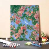 花与月数a字油画填充填色手工手绘假期休闲装 饰画植物花卉DIY挂画