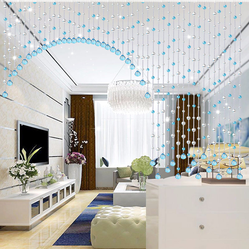 水晶珠帘隔断帘客k厅风水装饰玄关过道家用门帘挂帘卫生间蓝色帘,居家布艺,珠帘/挂帘,淘宝优惠券,粉丝福利购,淘宝优惠卷