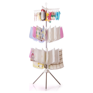 不锈钢旋转e晾衣架阳台儿童婴儿新生宝宝尿布架晒袜伞形多功能夹