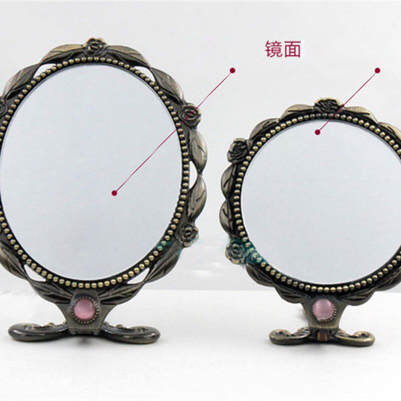 手工刺绣复古手柄化妆镜胚 韩国风小号折叠P布艺DIY口金镜胚