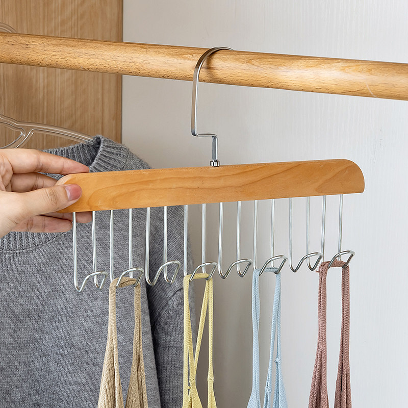 【2个37元】木质吊带衣架多功能内衣背心收纳神U器家用实木挂钩,收纳整理,木质衣架,淘宝优惠券,粉丝福利购,淘宝优惠卷