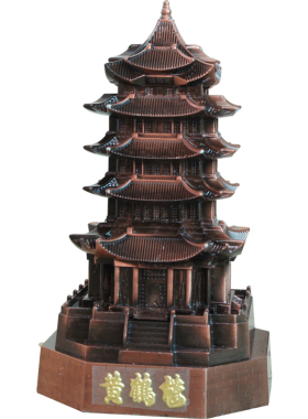 包邮金属黄鹤楼模型摆件复t古合金工艺武汉旅游纪念品建筑家居摆