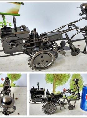 铁艺摆件手扶拖拉机模型家居小装B饰品金属农用车农耕犁地励志礼