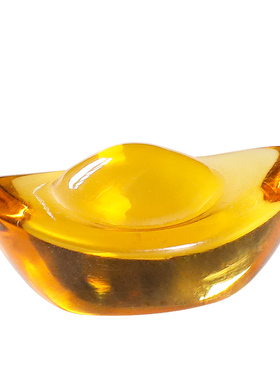 黄水晶元宝摆件琉璃元宝大小号迷你招財聚M宝盆家居装饰品开业礼