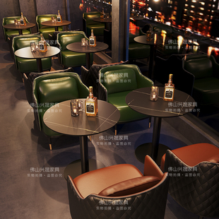 复古酒吧沙发清吧音乐餐吧桌椅工业D风咖啡厅单人小型沙发座椅组